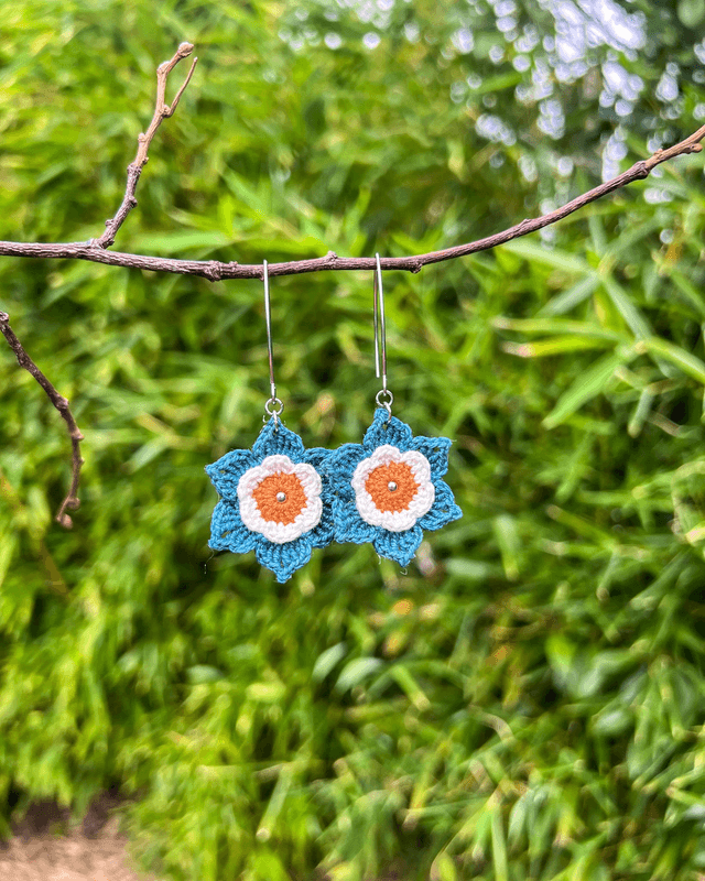 Boucles d’oreilles Anémones ~ M ~ Bijou en micro-crochet fait main
