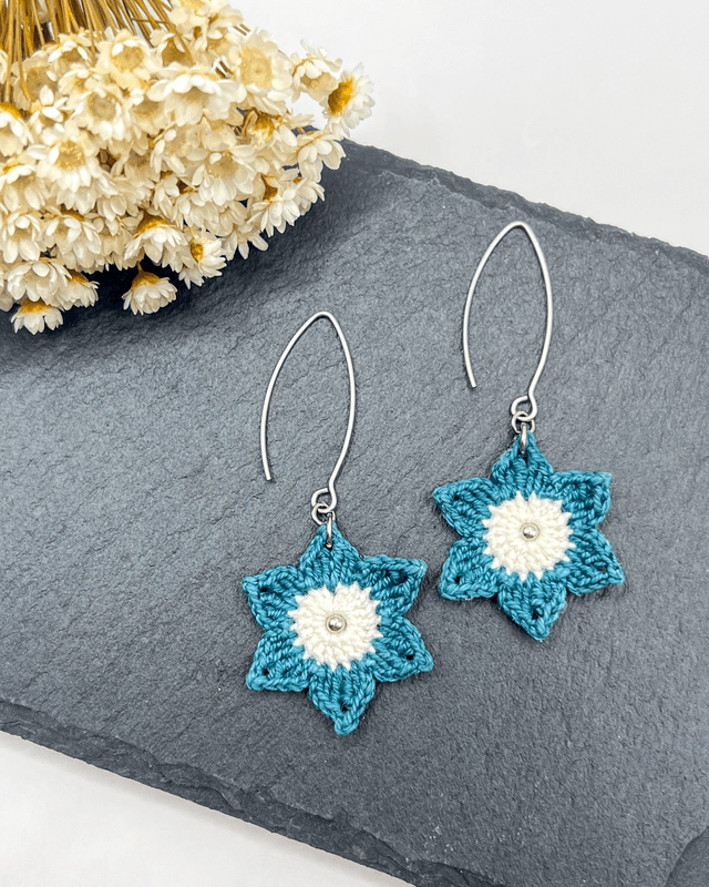 Boucles d’oreilles fleur Anémone ~ S ~ Création en micro-crochet