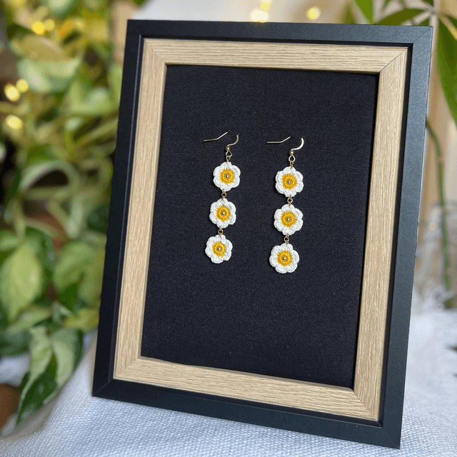 Longues boucles d’oreilles pâquerettes