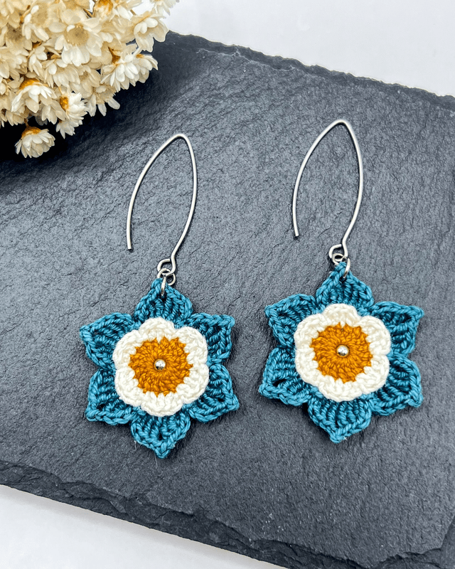 Boucles d’oreilles Anémones ~ M ~ Bijou en micro-crochet fait main