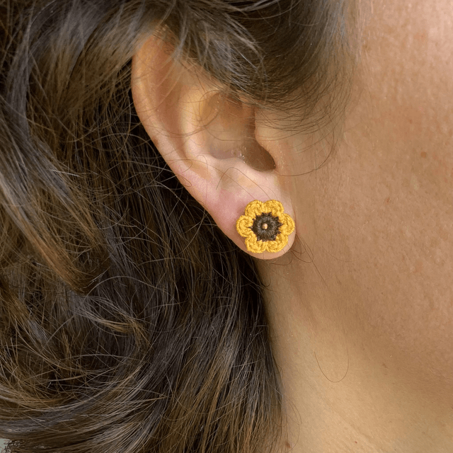 Puces d’oreilles Fleurettes ~ Inspiration Tournesol