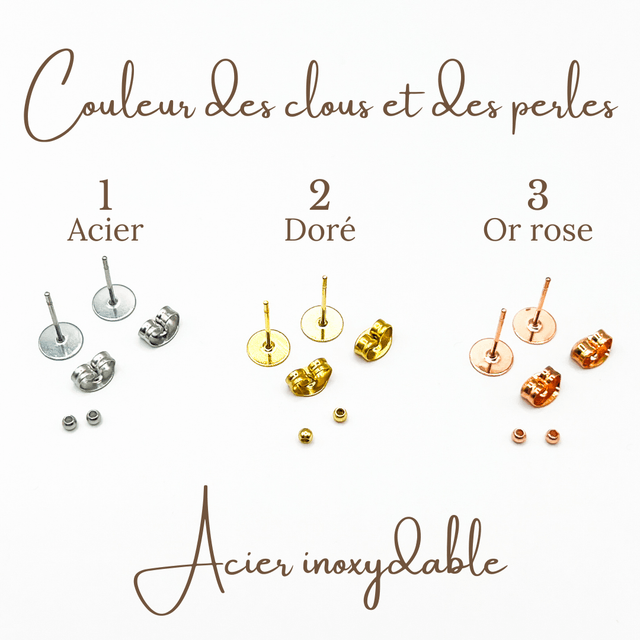 Puces d’oreilles fleurs Fleurettes ~ Bordeaux / Blanc