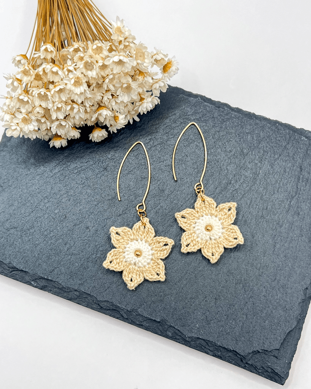 Anémones ~ S ~ Boucles d’oreilles fleuries en crochet artisanal