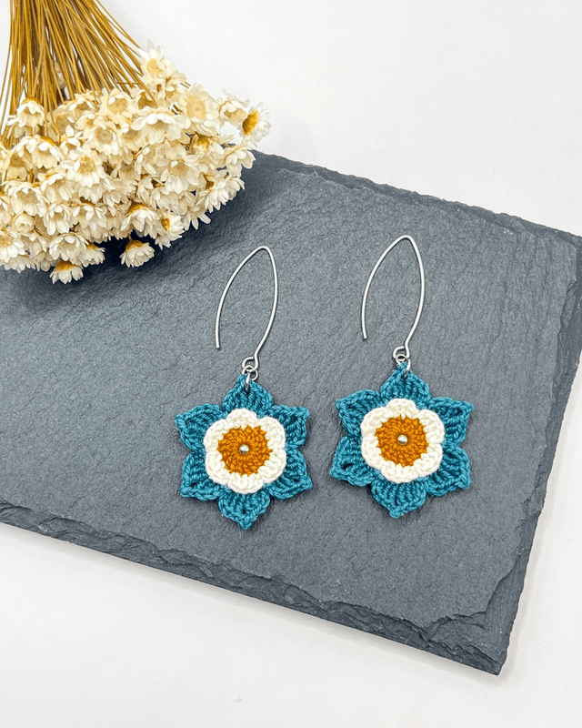 Boucles d’oreilles Anémones ~ M ~ Bijou en micro-crochet fait main