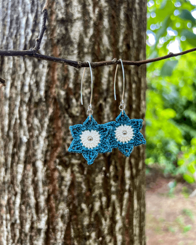Boucles d’oreilles fleur Anémone ~ S ~ Création en micro-crochet