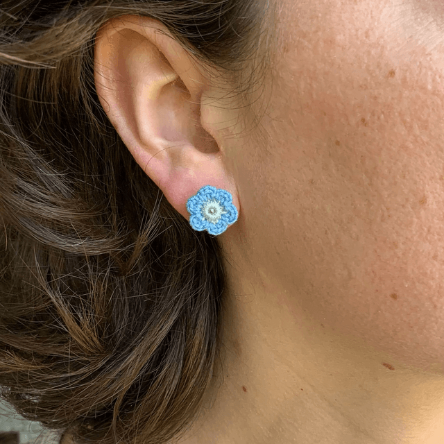 Puces d’oreilles Fleurettes ~ Bleu / Vert d'eau