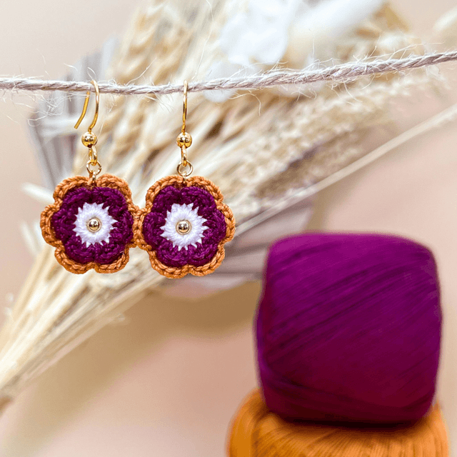 Boucles d’oreilles fleurs Corolles ~ S ~ Burgundy / Terracotta