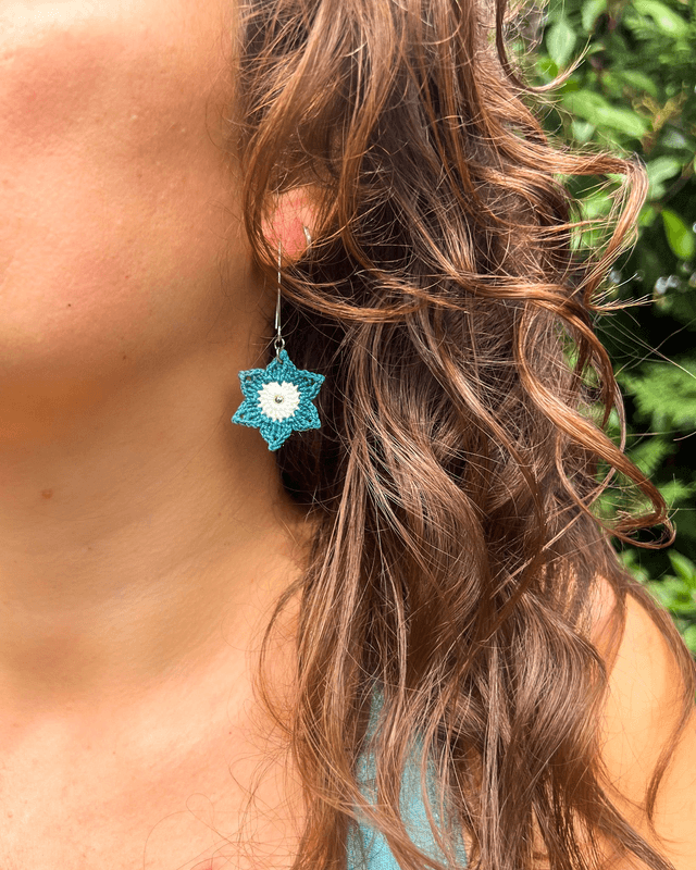 Boucles d’oreilles fleur Anémone ~ S ~ Création en micro-crochet