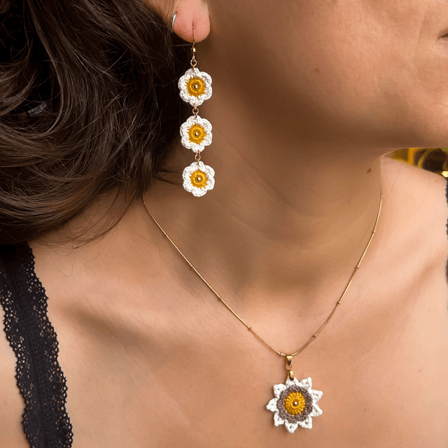 Longues boucles d’oreilles pâquerettes