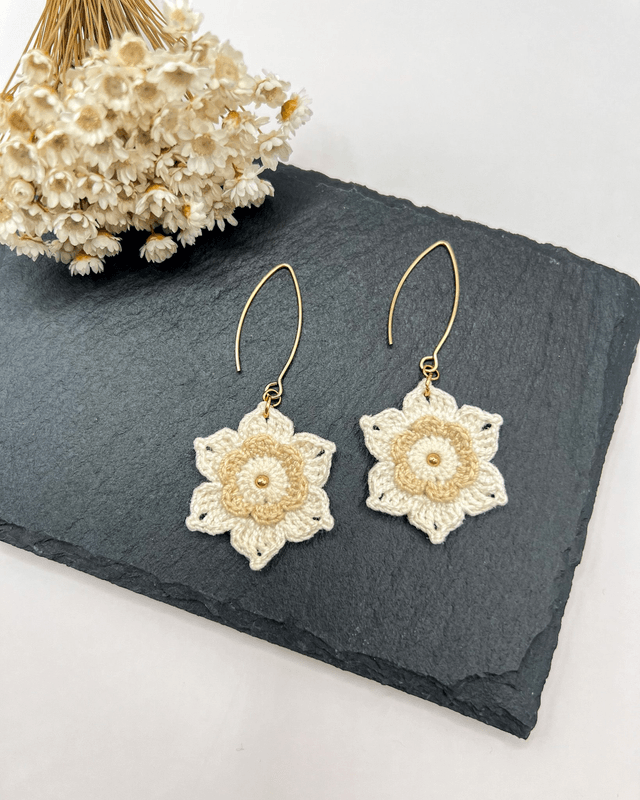 Boucles d’oreilles Anémones ~ M ~ Accessoire poétique en crochet