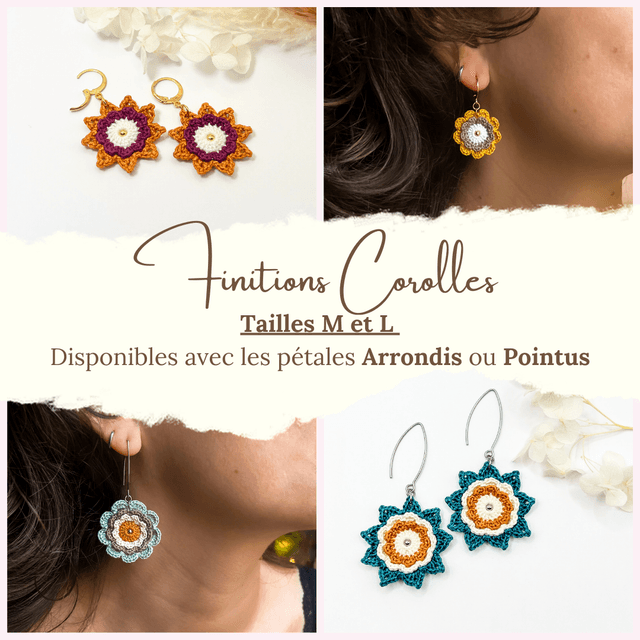 Boucles d’oreilles fleurs Corolles ~ L ~ Burgundy / Terracotta