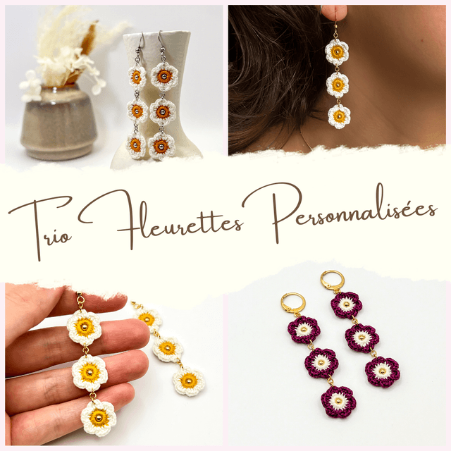 Boucles d&#039;oreilles Trio de Fleurettes personnalisées